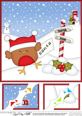 8 x 8 Christmas Bobbin Robin's Letter Scalloped Corner Toppe