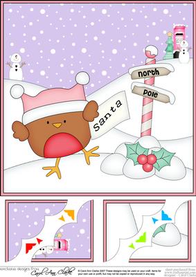 8 x 8 Christmas Bobbin Robin's Letter Scalloped Corner Toppe