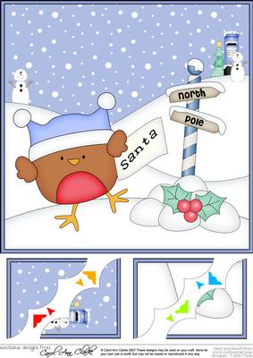 8 x 8 Christmas Bobbin Robin's Letter Scalloped Corner Toppe