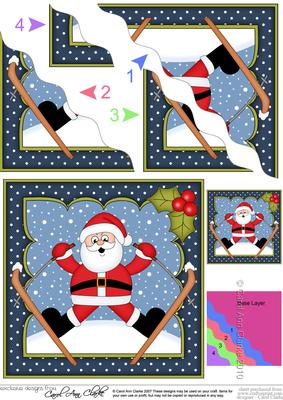 Christmas Skiing Santa Wavy Corner Side Stacker