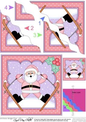 Christmas Skiing Santa Wavy Corner Side Stacker