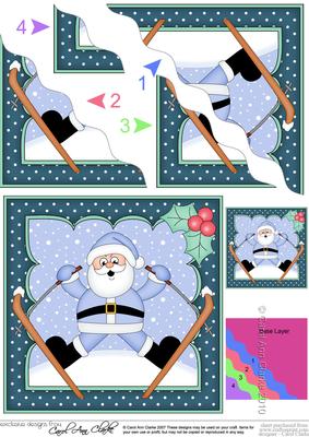 Christmas Skiing Santa Wavy Corner Side Stacker