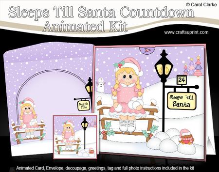 3D Xmas Little Ice Skater Sleeps Till Santa Countdown Card