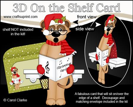 3D on the Shelf Card Kit - Christmas Carol Singing Meerkat