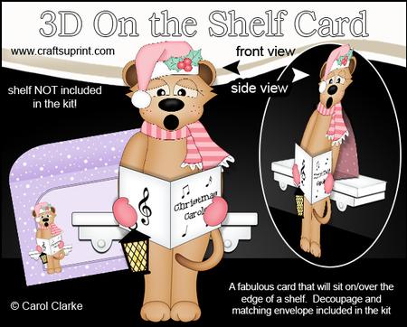 3D on the Shelf Card Kit - Christmas Carol Singing Meerkat