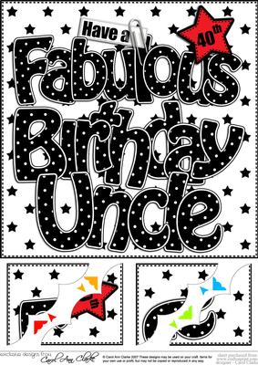 8 x 8 40th Birthday Uncle Scalloped Corner Topper