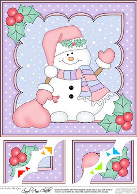 8 x 8 Christmas Snowman Oli's Santa Sack Scalloped Topper