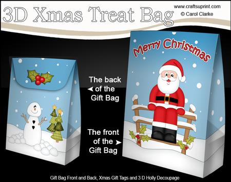 3D Christmas Santa Gift Bag Mini Kit