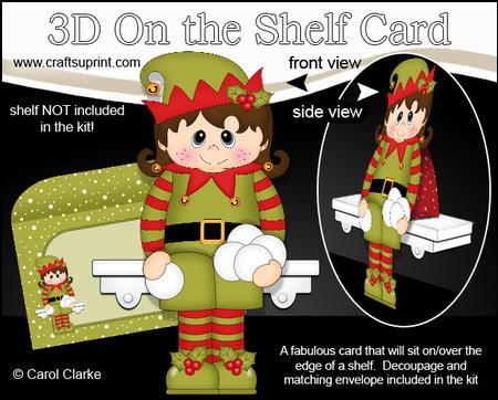 3D on the Shelf Card Kit - Little Christmas Snowball Elf