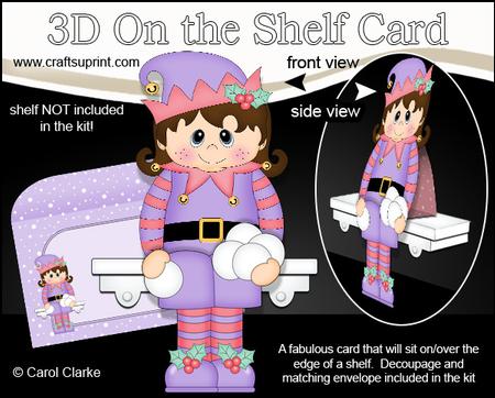 3D on the Shelf Card Kit - Little Christmas Snowball Elf