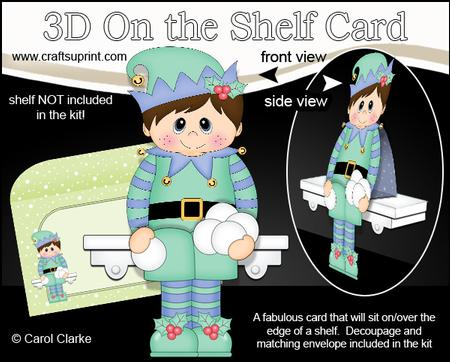 3D on the Shelf Card Kit - Little Christmas Snowball Elf