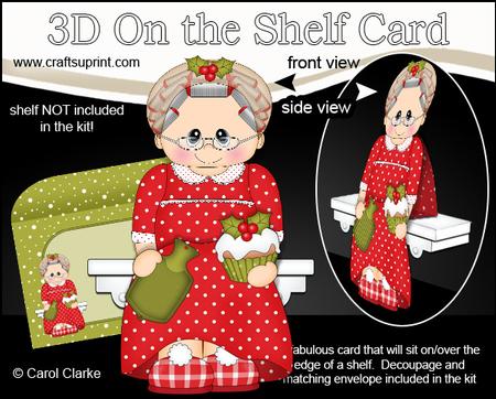 3D on the Shelf Card Kit - Christmas Beddy Ready Mrs Claus