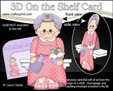 3D on the Shelf Card Kit - Christmas Beddy Ready Mrs Claus