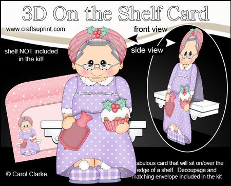 3D on the Shelf Card Kit - Christmas Beddy Ready Mrs Claus