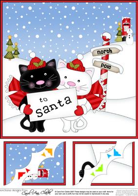 8 x 8 Christmas Little Cat's Letter Scalloped Corner Topper