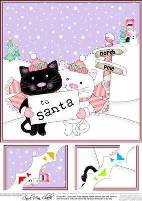 8 x 8 Christmas Little Cat's Letter Scalloped Corner Topper