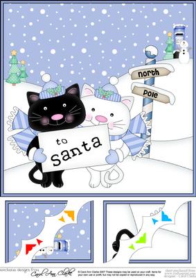 8 x 8 Christmas Little Cat's Letter Scalloped Corner Topper