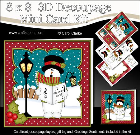 8x8 Christmas Singing Snowman Rio Mini Kit 3D Decoupage