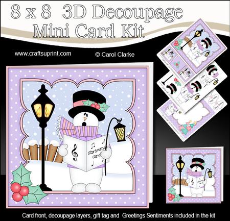 8x8 Christmas Singing Snowman Rio Mini Kit 3D Decoupage