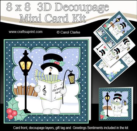 8x8 Christmas Singing Snowman Rio Mini Kit 3D Decoupage