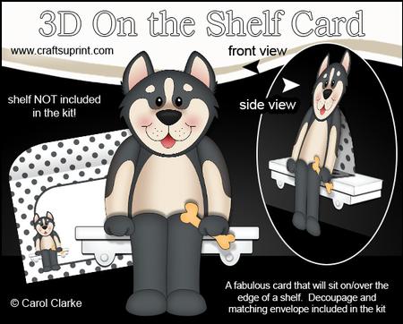 3D on the Shelf Card Kit - Little Husky Dog Chase