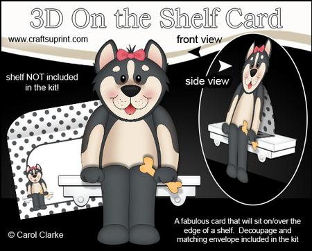 3D on the Shelf Card Kit - Little Husky Dog Misty