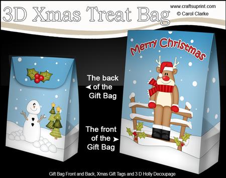 3D Christmas Rudolph Gift Bag Mini Kit