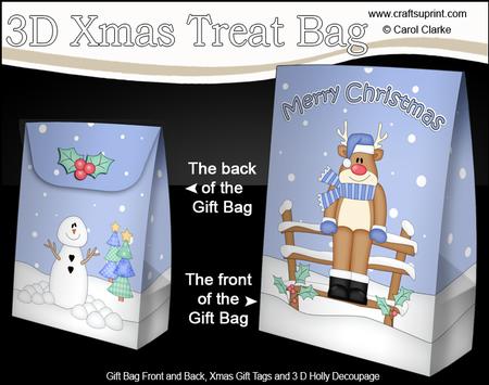 3D Christmas Rudolph Gift Bag Mini Kit