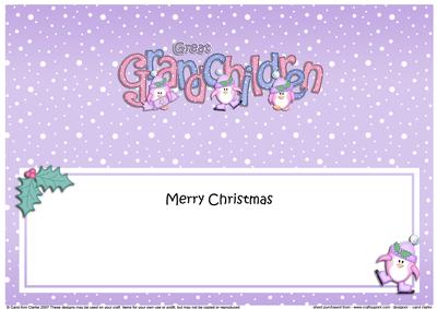 Large Dl Christmas Great Grandchildren Penguins Insert