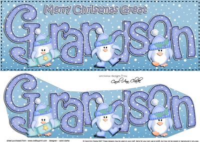 Large Dl Christmas Great Grandson Penguins 3D Decoupage