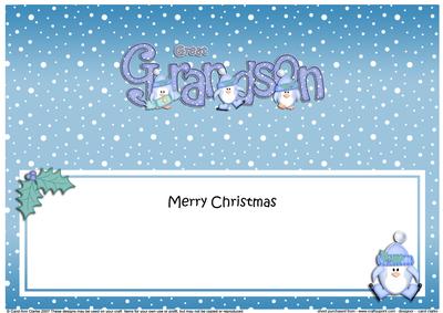 Large Dl Christmas Great Grandson Penguins Insert