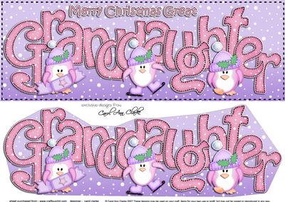 Large Dl Christmas Great Granddaughter Penguins 3D Decoupage
