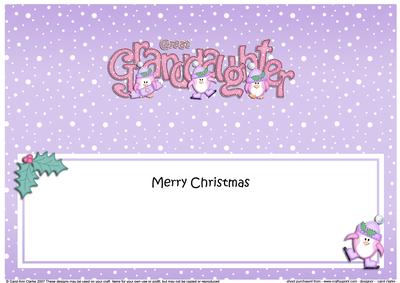 Large Dl Christmas Great Granddaughter Penguins Insert