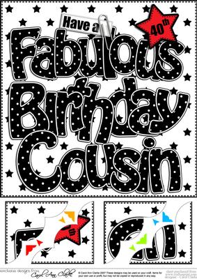 8 x 8 40th Birthday Cousin Scalloped Corner Topper