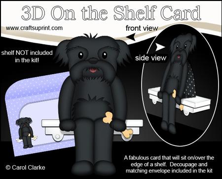 3D on the Shelf Card Kit - Little Black Shih Tzu Dog Bo