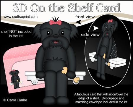 3D on the Shelf Card Kit - Little Black Shih Tzu Dog Star