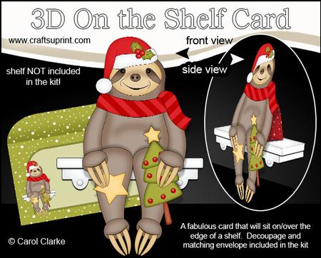 3D on the Shelf Card Kit - Little Christmas Sloth