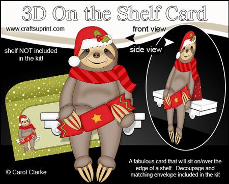 3D on the Shelf Card Kit - Little Christmas Sloth