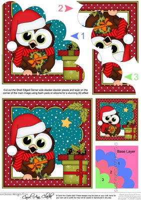 Christmas Little Hoot Owl's Presents Shell Edged Stacker
