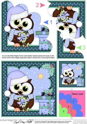 Christmas Little Hoot Owl's Presents Shell Edged Stacker
