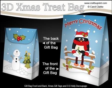 3D Little Christmas Pip Penguin Gift Bag Mini Kit