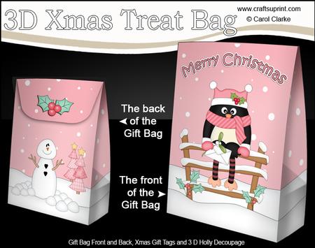 3D Little Christmas Pip Penguin Gift Bag Mini Kit