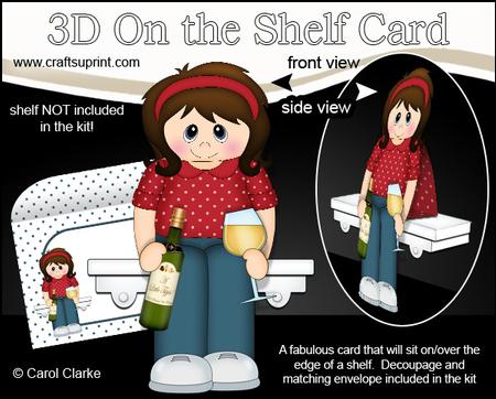 3D on the Shelf Card Kit - Little White Wine Drinker Esme