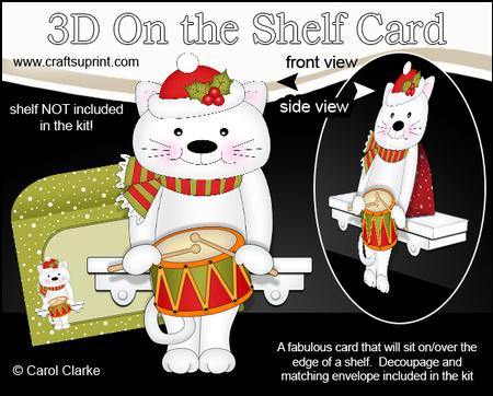 3D on the Shelf Card Kit - Little Christmas Cat Bella