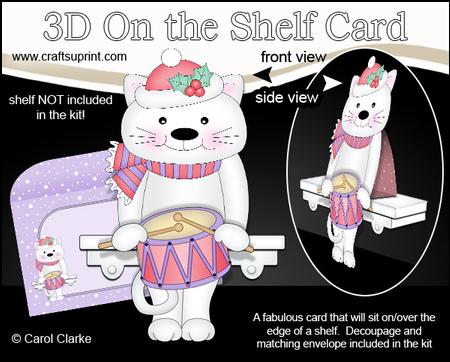 3D on the Shelf Card Kit - Little Christmas Cat Bella