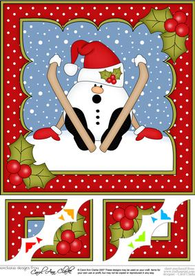 8 x 8 Christmas Oops Skiing Snowball Sam Scalloped Corner To