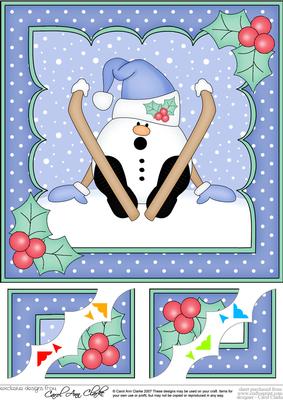 8 x 8 Christmas Oops Skiing Snowball Sam Scalloped Corner To