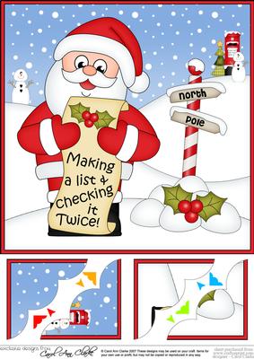 8 x 8 Christmas Santa's List Scalloped Corner Topper
