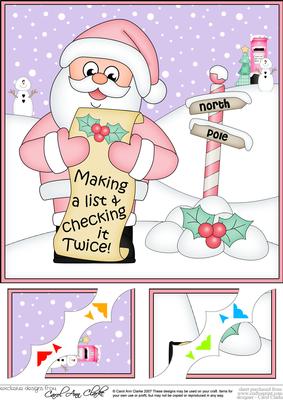 8 x 8 Christmas Santa's List Scalloped Corner Topper