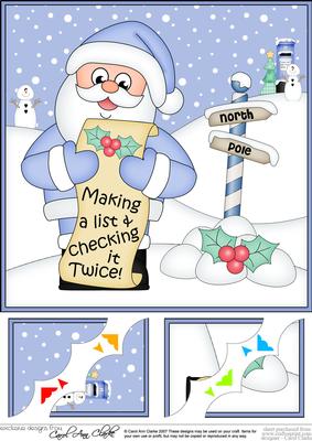 8 x 8 Christmas Santa's List Scalloped Corner Topper